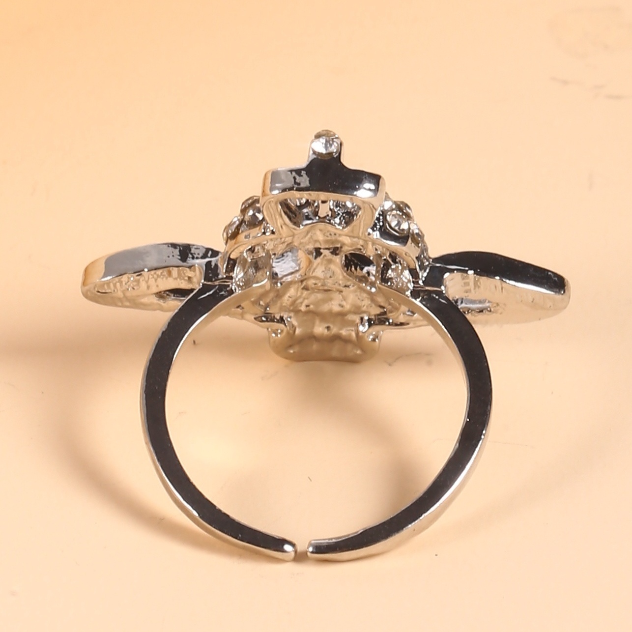 Men's Rhinestone Skull Cuff Ring