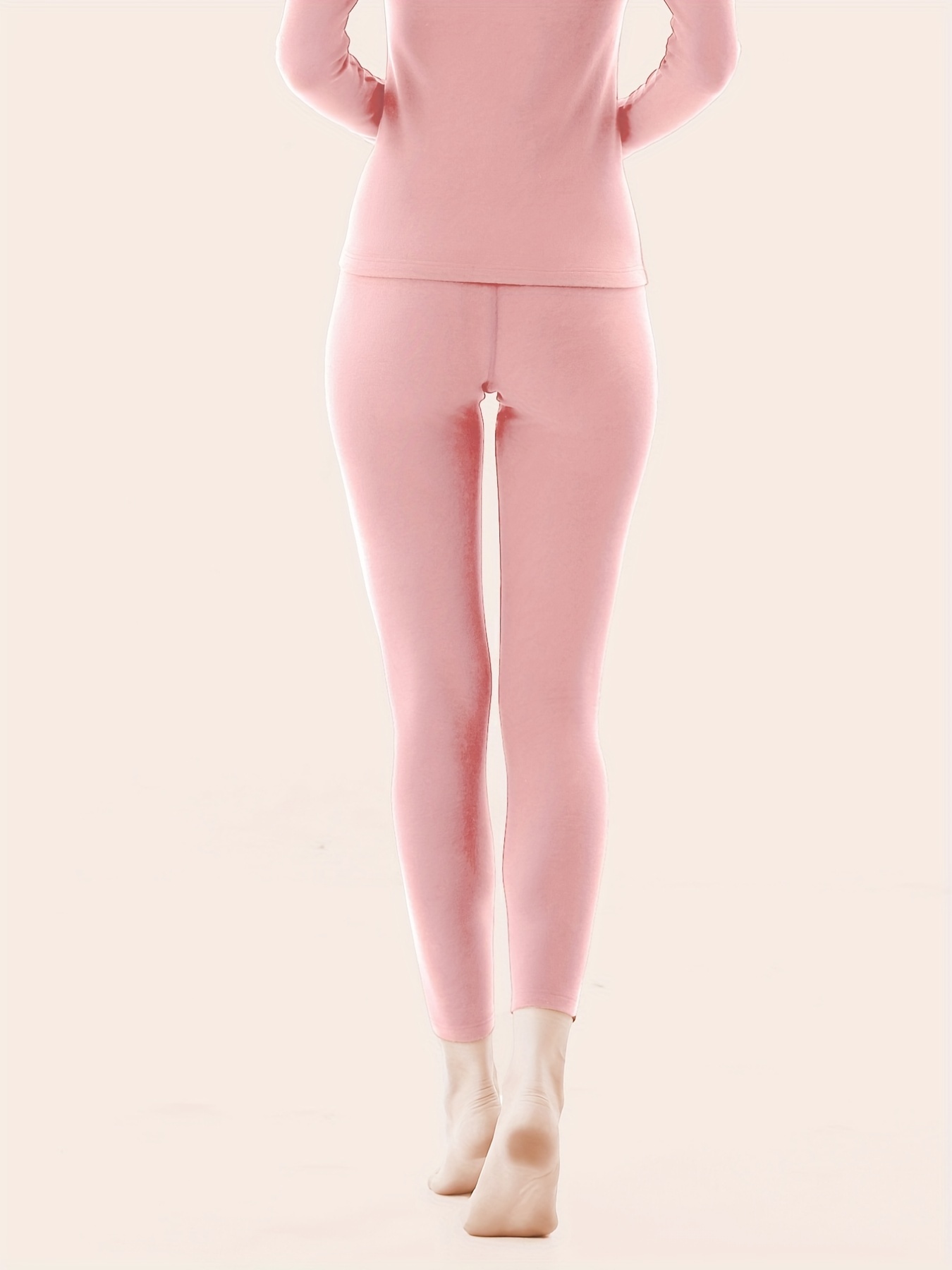 3/4 Solid Thermal Pants Soft Comfy Slim Elastic Tights - Temu