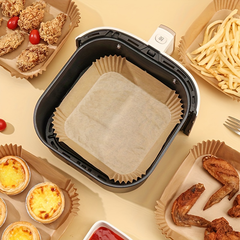 

50/100pcs, Disposable Air Fryer Liners (bottom 6.3''/7.87''), Square Paper Air Fryer Liner Pots, Paper Basket Bowls, Baking Trays, Oven Accessories, Baking Tools, Kitchen Gadgets, Kitchen Accessories