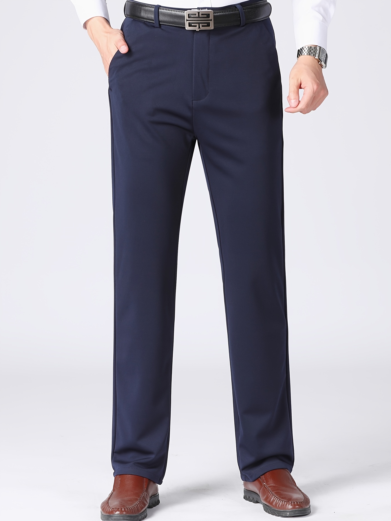 Pantalones De Vestir De Diseño Clásico, Formales De Color Sólido Para  Hombres Para Negocios De Primavera Y Otoño