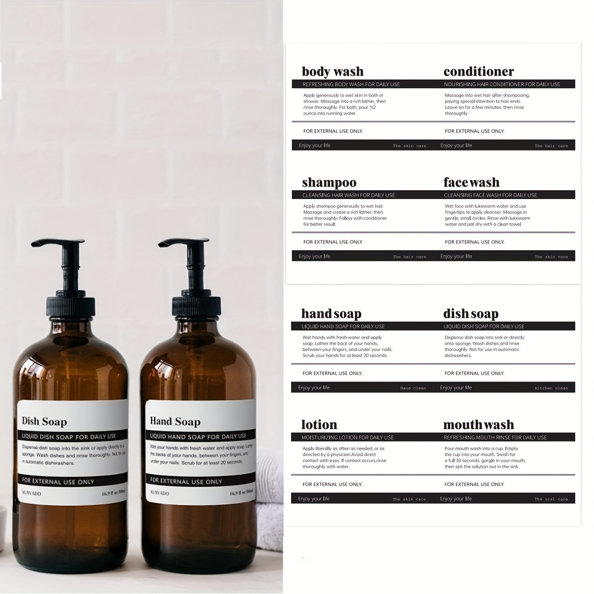 Waterproof Soap Labels for Bottles, Easy Apply & Remove