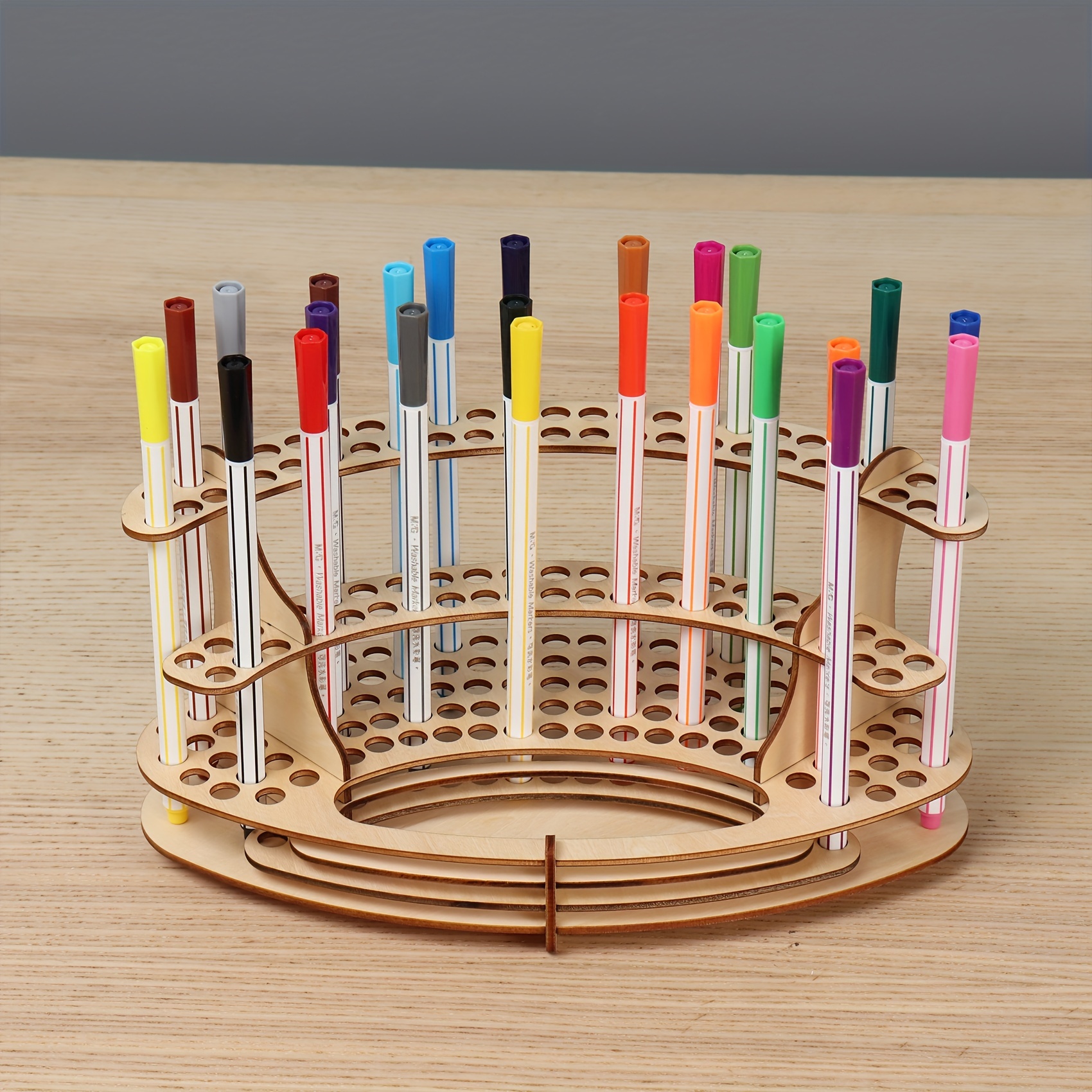 Paintbrush Organizer Wooden Pencil Holder Stand Detachable Desk