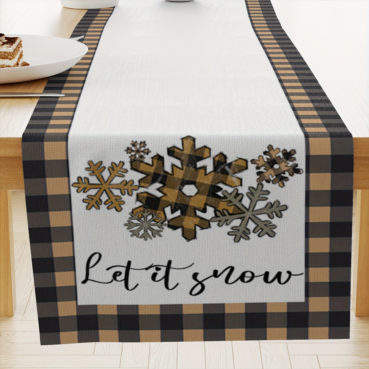 Christmas Theme Linen Placemats Buffalo Plaid Snowflake - Temu