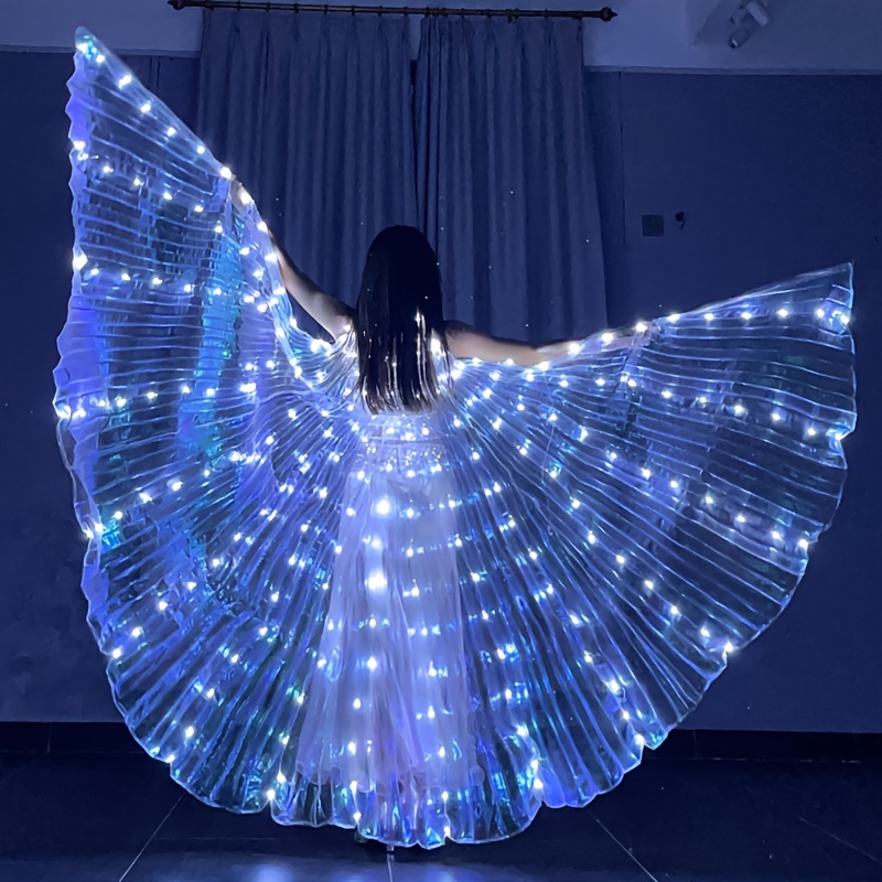 CALIDAKA Alas LED de Isis con alas LED para danza del vientre, disfraces de  danza del vientre con palos, alas de danza de ángel brillante, capa de