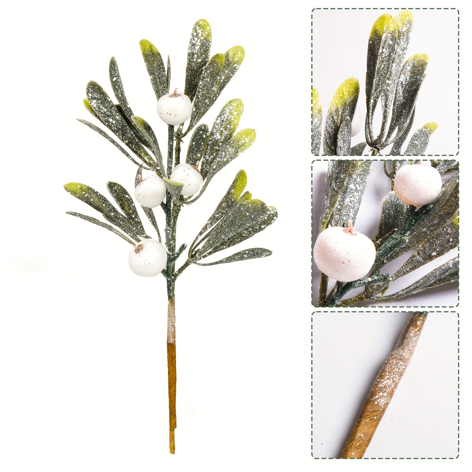 Artificial Holly Berry Stems Glitter Fake White Berries - Temu Japan