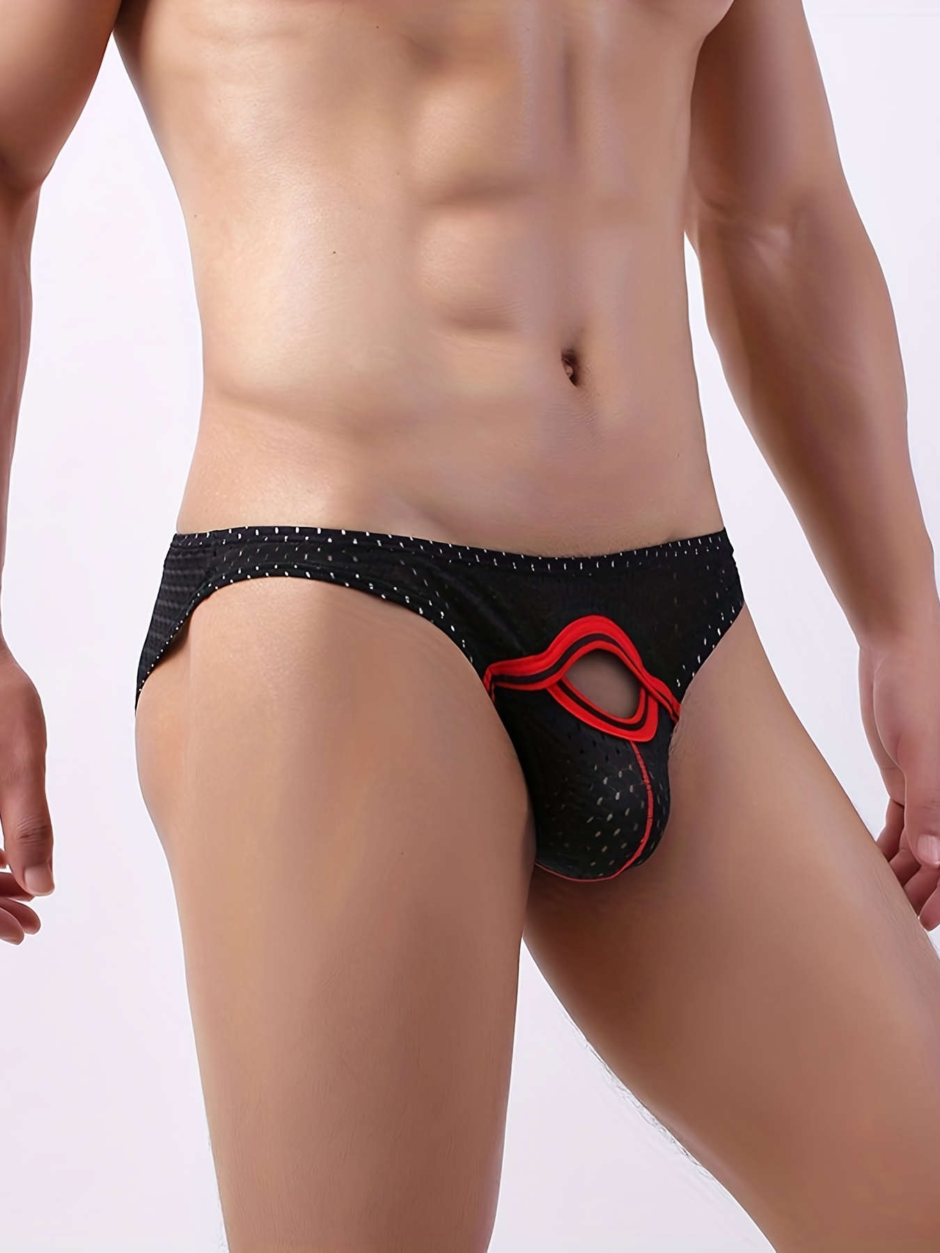 Sexy Mens Underwear Briefs Penis Hole Open Pouch Ice Silk Panties For Male  Gay