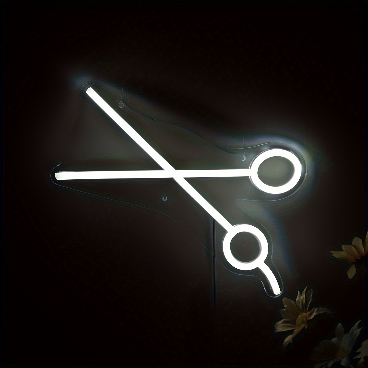 1PC White Cool Scissors LED Wall Neon Sign For Hair Salon Room