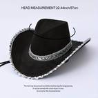trendy glitter western cowboy hat solid color jazz hats unisex cowgirl hat breathable music festival hats for women men