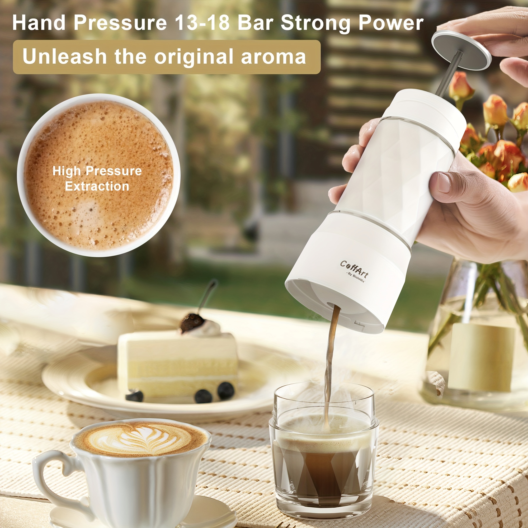 Portable Coffee Maker Espresso Machine Hand Press Capsule Grinding Coffee  Brewer