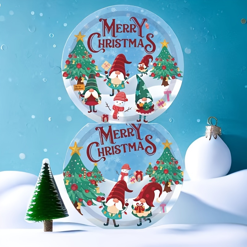 Set Christmas Tree Santa Claus Paper Plates Party - Temu