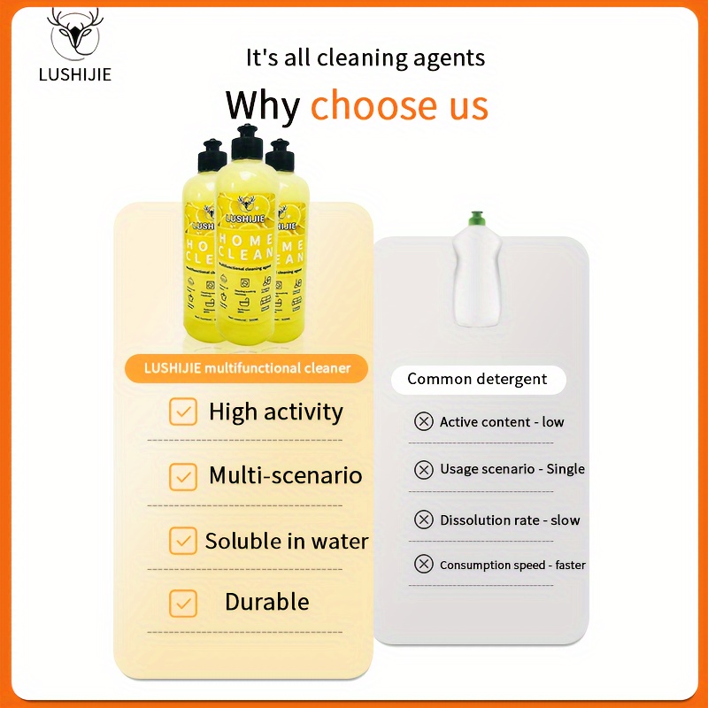 Multifunctional Cleaning Agent Multi-purpose Cleaner, Lemon Fragrance,  Super Concentrated, Can Be Diluted To Use, Suitable For Kitchen Cleaning,  Washing Machine Cleaning For Commercial For Shops - Temu