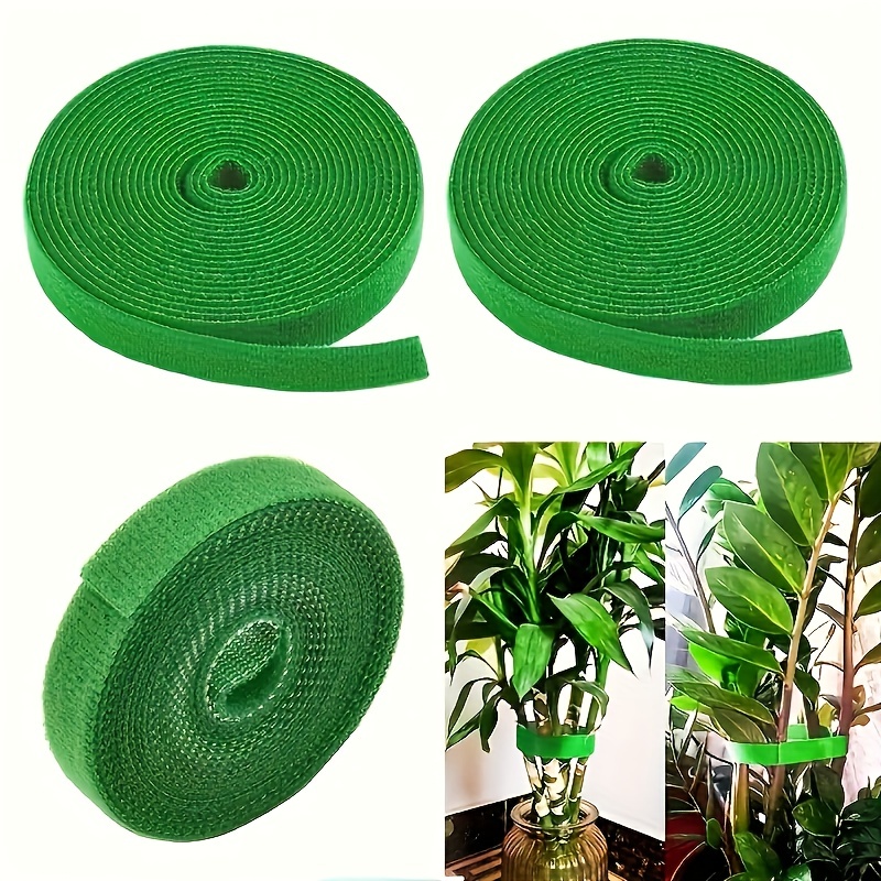 

3 Packs, Each Roll Is 5 Meters Long, With Green Nylon Plant Ties That Are Self-adhesive And Can Be Reused. Garden Tape, Double-sided Plant Ties, And Tomato Plant Wrapping Brackets
