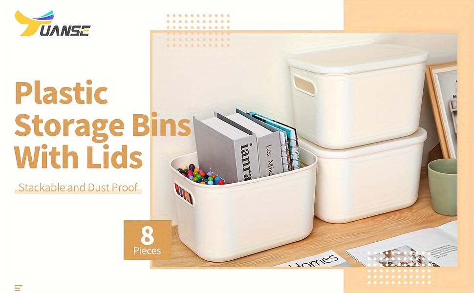 White Storage Bin Lids Stackable Storage Baskets Handle - Temu