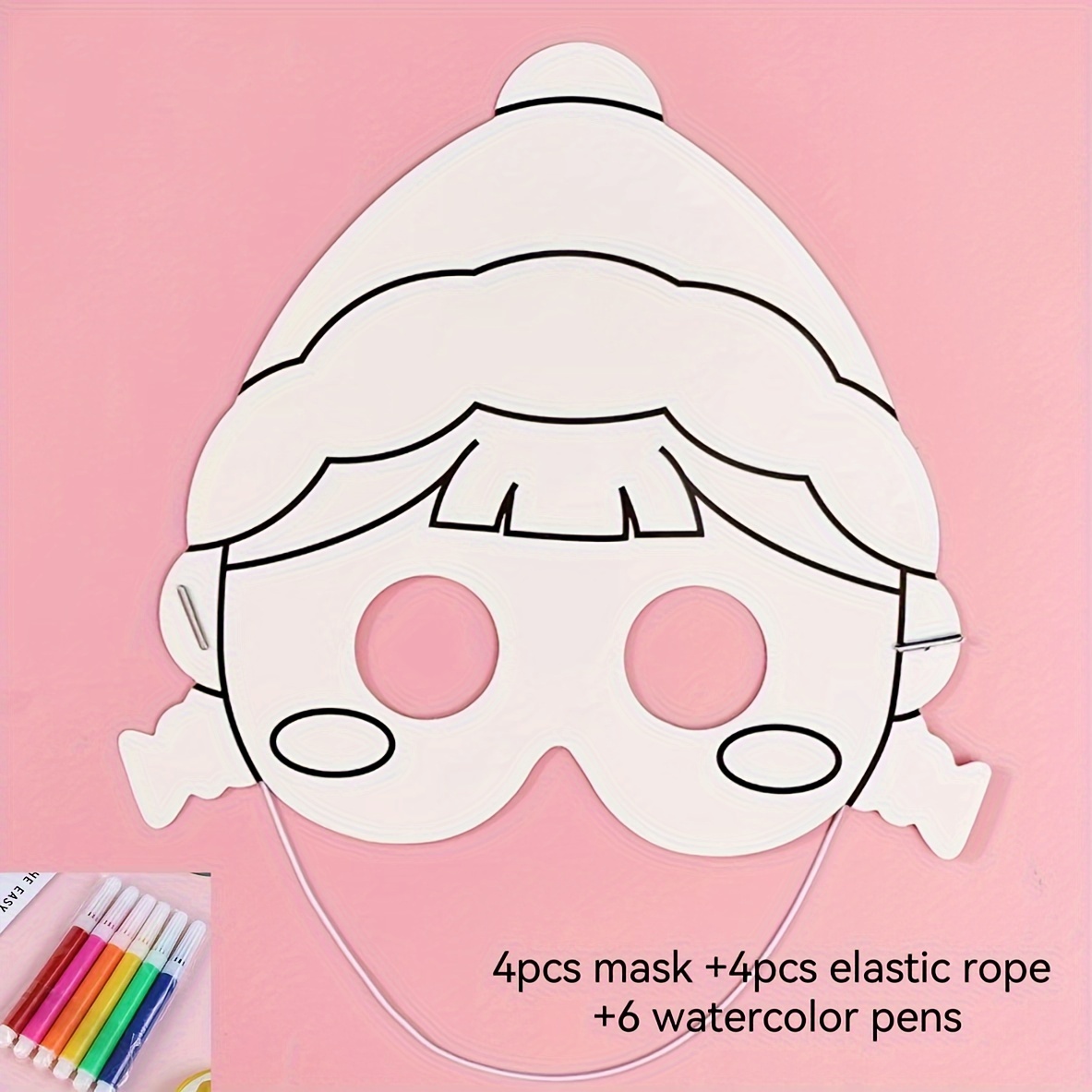 24 feuilles enfants masque bricolage peinture créative votre propre masque  masque en papier avec 24 cordes 