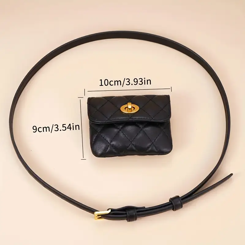 embossed pu leather belt bag for women black adjustable crossbody waist purse fanny pack trendy mini handbag detachable details 2