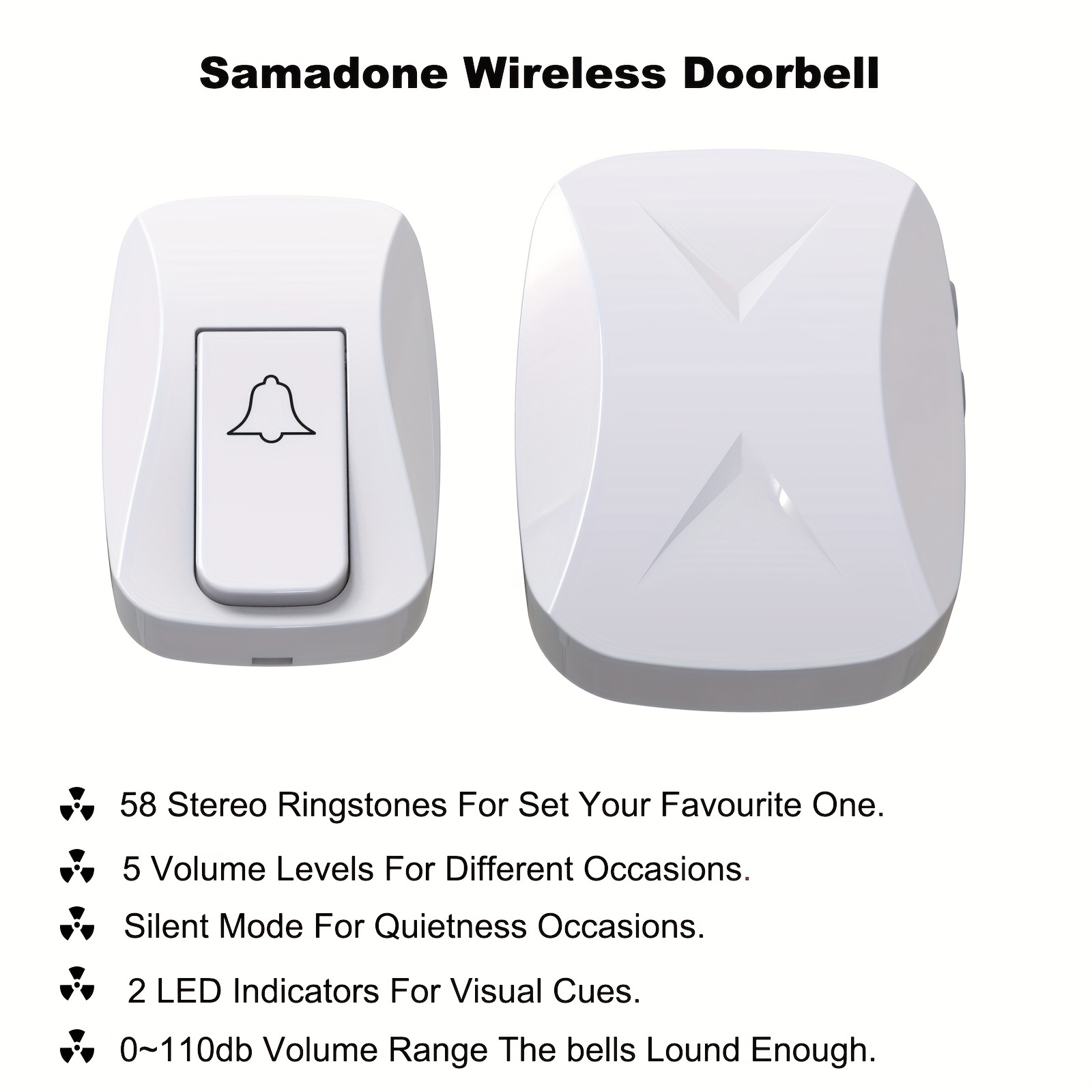 Doorbell Wireless, Wall Plug-in Cordless Door Bell With 58 Chimes