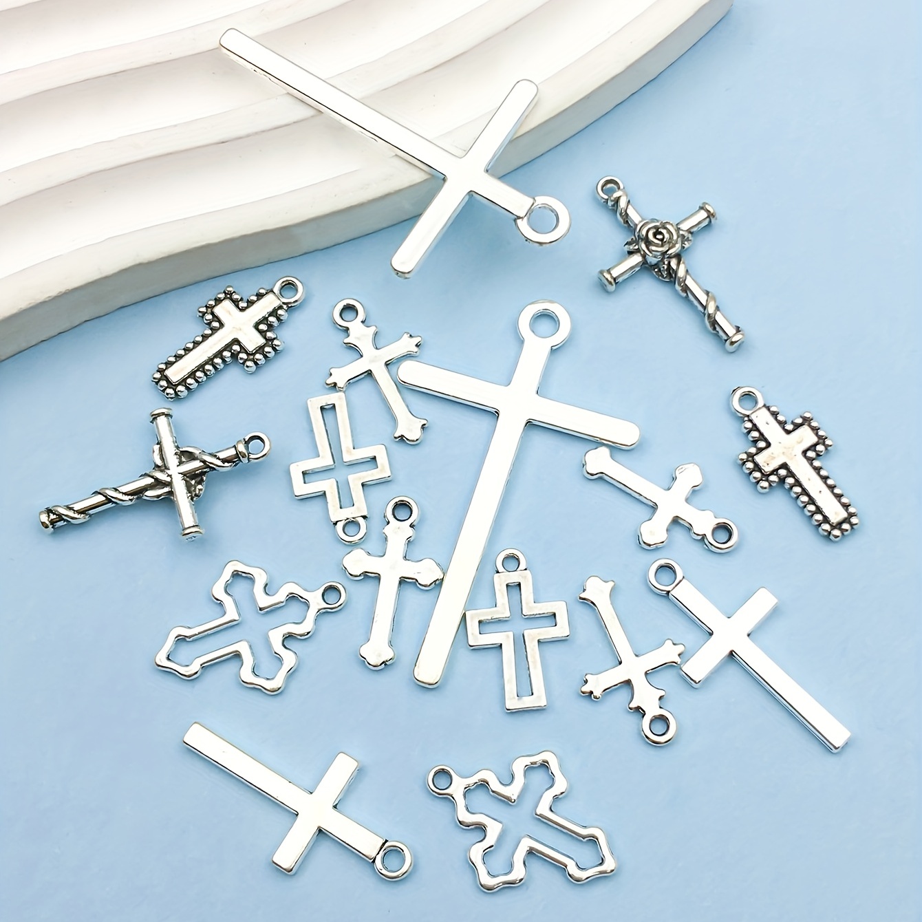 1 Box Zinc Alloy Cross Charms Jewelry Rosary Crucifix Cross Pendant for DIY  Religion Bracelet Necklace