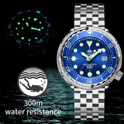 special shaped canned watch mens watch self diving grade automatic mechanical watch c3 luminous imported pure steel mens watch