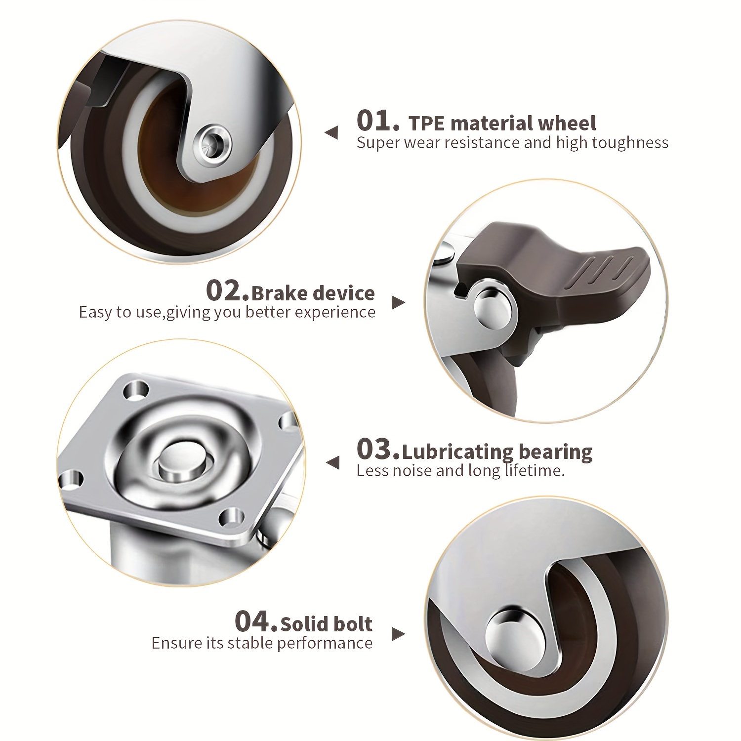 Low Profile Casters Wheels No Noise Casters For Furniture - Temu