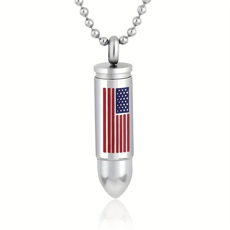Stainless Steel Confederate Flag Bullet Necklace