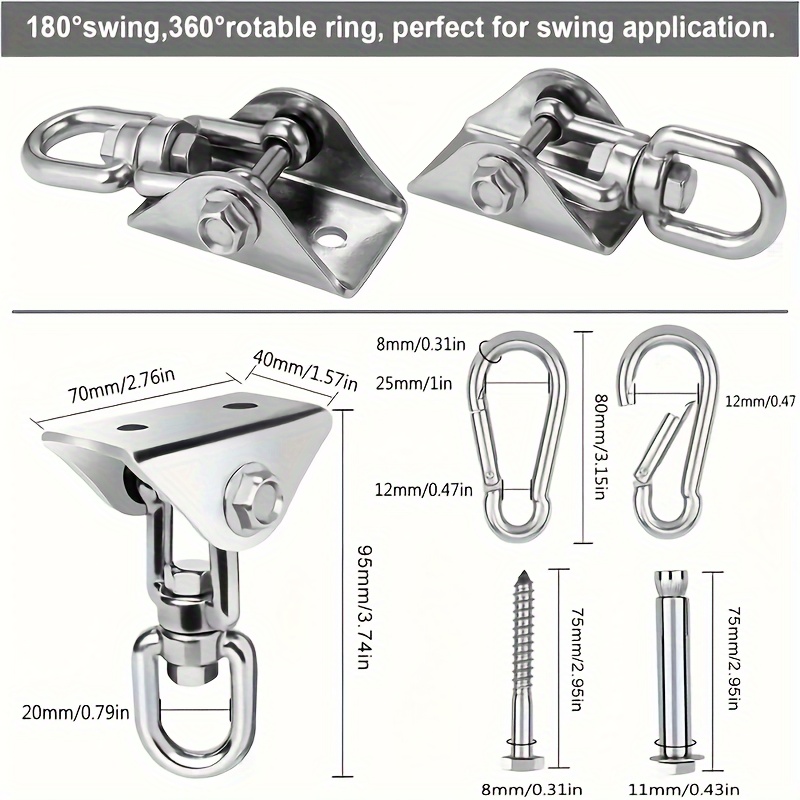 304 Stainless Steel Heavy Duty Swing Fixed Buckles Hook Hanger for