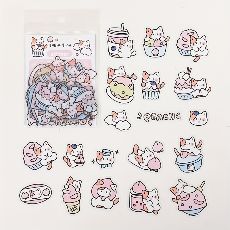 Cute Cat Cartoon Stickers Pack Kawaii Stickers Aesthetic - Temu