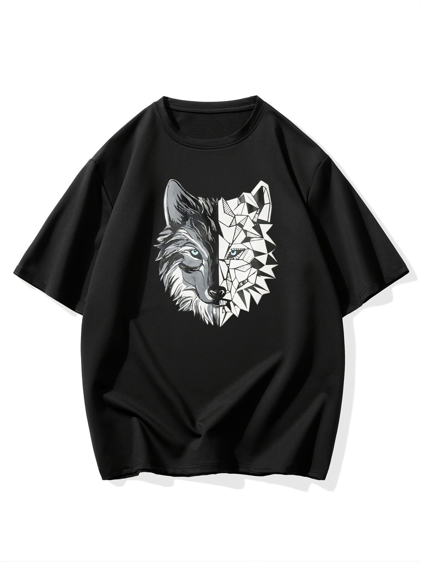 Wolf Graphic Print Mens Casual Crew Neck Short Sleeved T Temu Norway