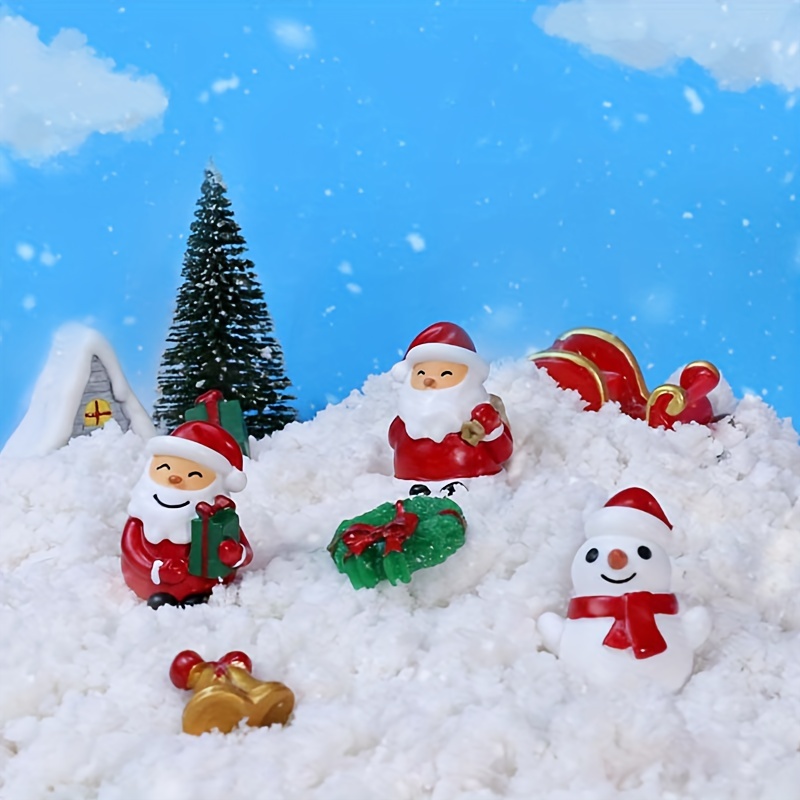 Christmas Decoration Santa Claus Snowman Mini Home Landscape Decoration  Snow Resin Craft Gift Mini Statue Accessories DIY