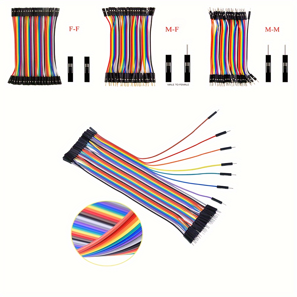10PCS 4P Dupont Line 4P Pins 2.54mm Pitch Female to Female Dupont Cable  Connector Multicolor Jumper Wire for Breadboard 20CM
