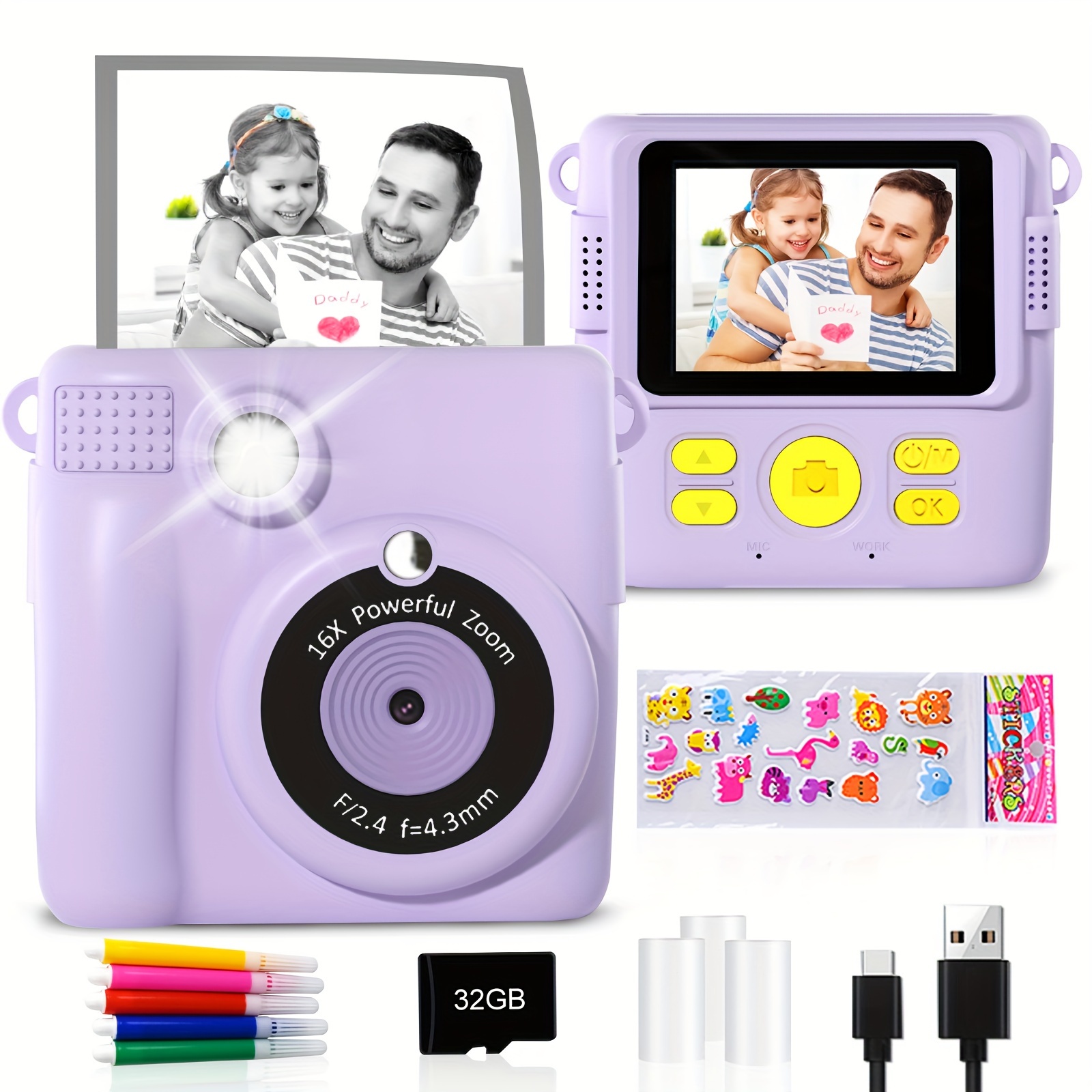 Fotocamera per bambini fotocamera con stampa istantanea digitale per bambini  1080P HD Video Photo Thermal Printing Camera Boy Girl Birthday Gift -  AliExpress