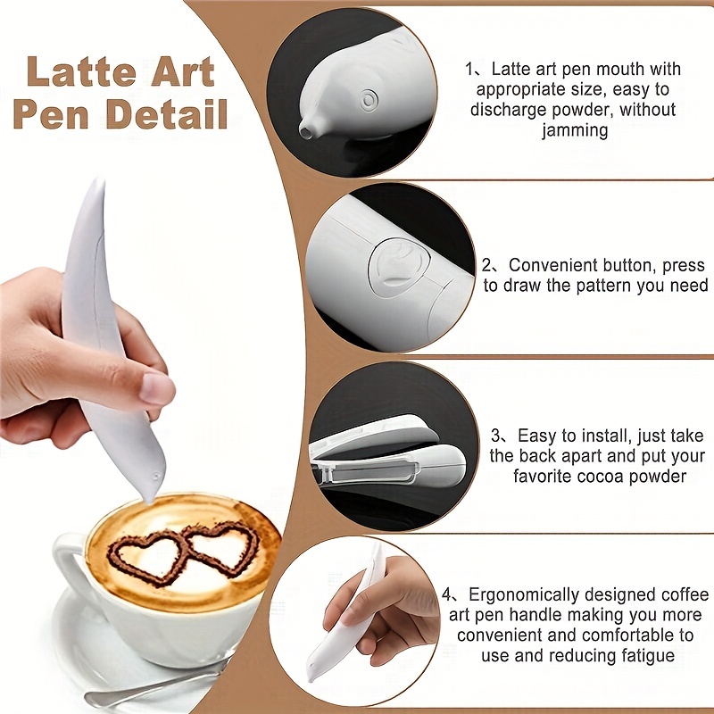  Latte Art Pen,Spice Pen,Latte Pen,Spice Pen Electric Coffee Pen,Coffee  Carving Pen,Electrical Latte Art Pen for Latte & Food DIY,Cake Spice  Stencils Pen : Office Products