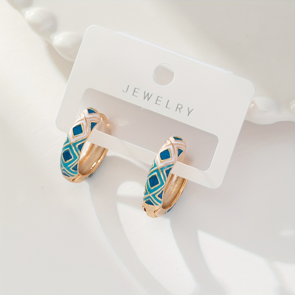 Image of A Pair Of Oil Earrings, Oil Rhombus Earrings, Personalized Retro Earrings, European And Women's Ear Buckles, Gift For Girlfriend