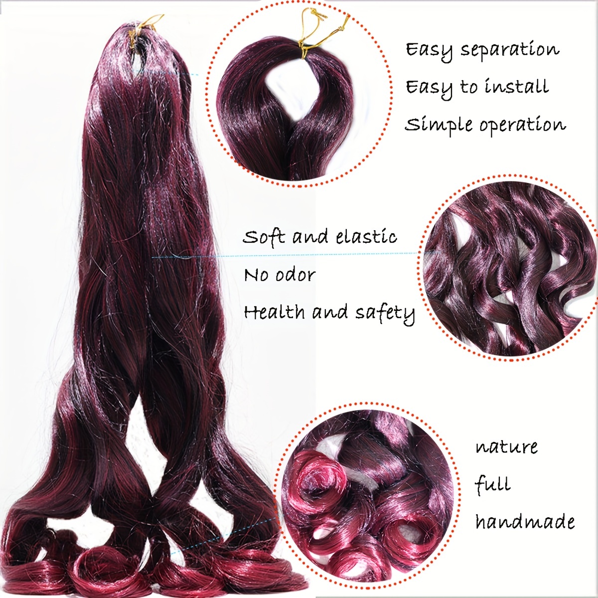 French Curl Crochet Braid Wave Synthetic Hair Extensions 1B 27 613 350 BUG