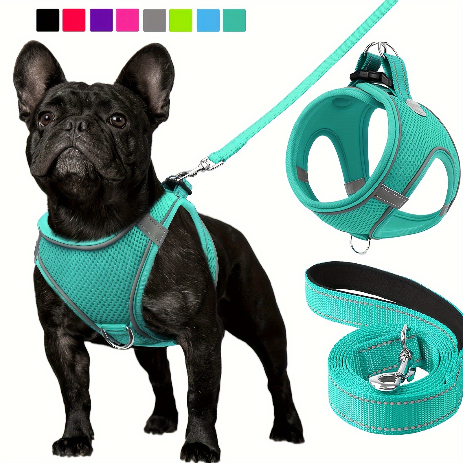 Breathable & Padded French Bulldog Harness and Leash