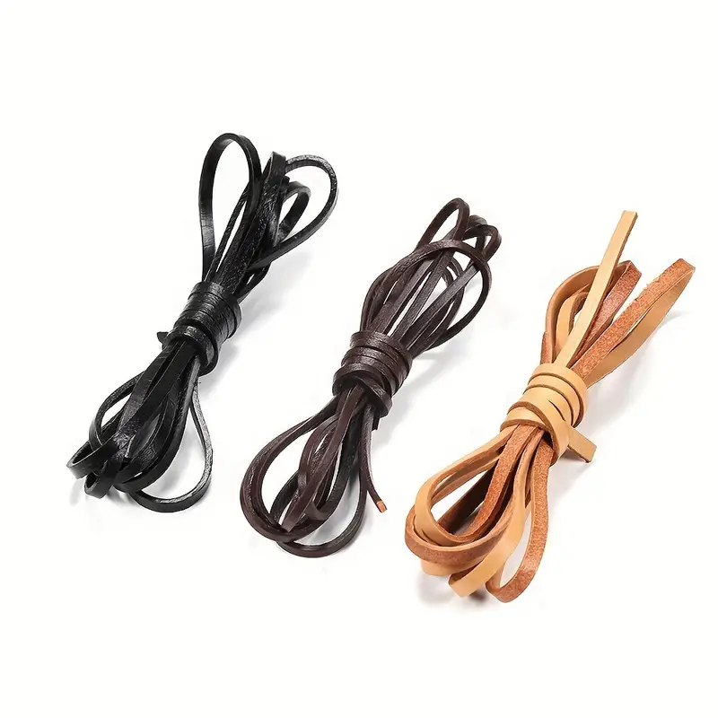 Flat Genuine Leather Cord Natural Leather Lacing Strip Cord - Temu