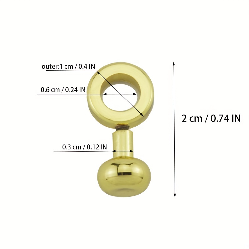  4Pcs Brass Ball Studs Rivets D Ring for Leather