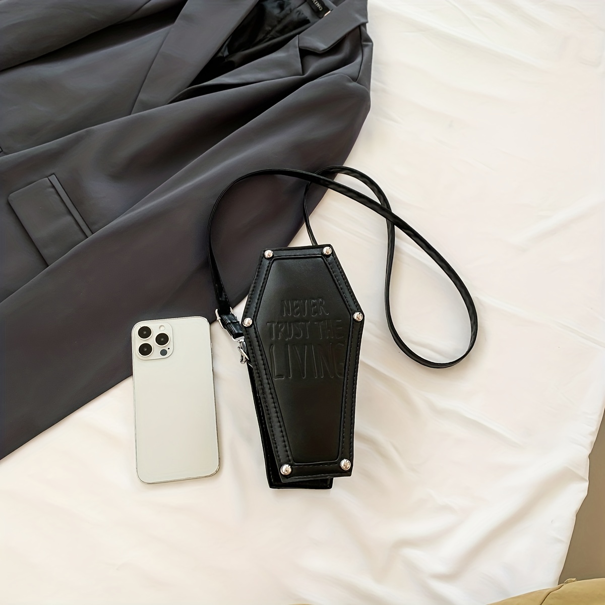 Gothic Coffin Shaped Crossbody Bag for Women