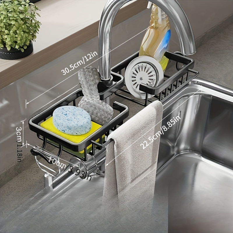 1pc Faucet Sponge Holder, Kitchen Sink Caddy Organizer Over Faucet, Hanging  Faucet Drain Rack For Sink Organizer With Dishcloth Rack, Kitchen Accessor