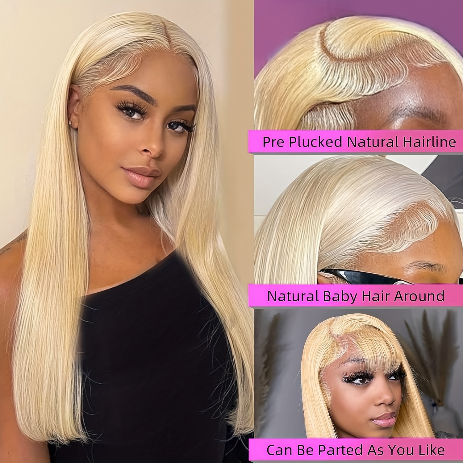 HOTLOVE 613 Wear and Go Glueless Wig Precut Lace Blonde 4x4 Closure Wigs  Human Hair Pre Plucked HD Transparent Lace 180% Density Body Wave Lace  Front