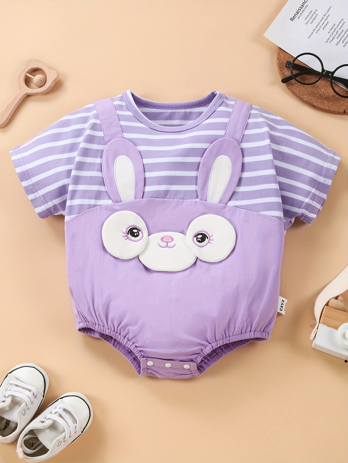 Cartoon Graphic/solid/striped Cute Baby Boy Girl Bodysuits - Temu