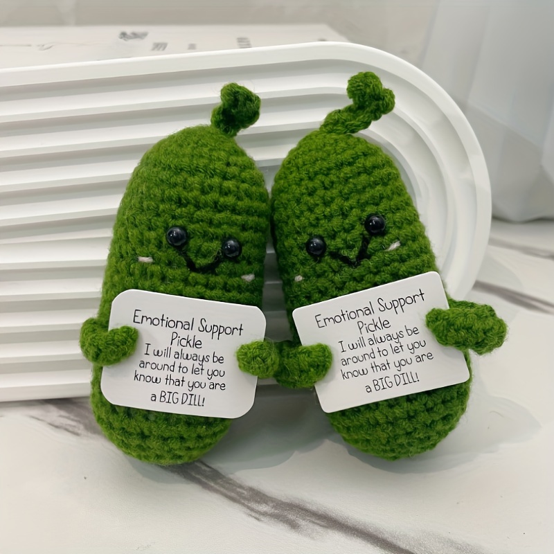Kehuo Emotional Support Pickled Cucumber Gift, Knitted Doll