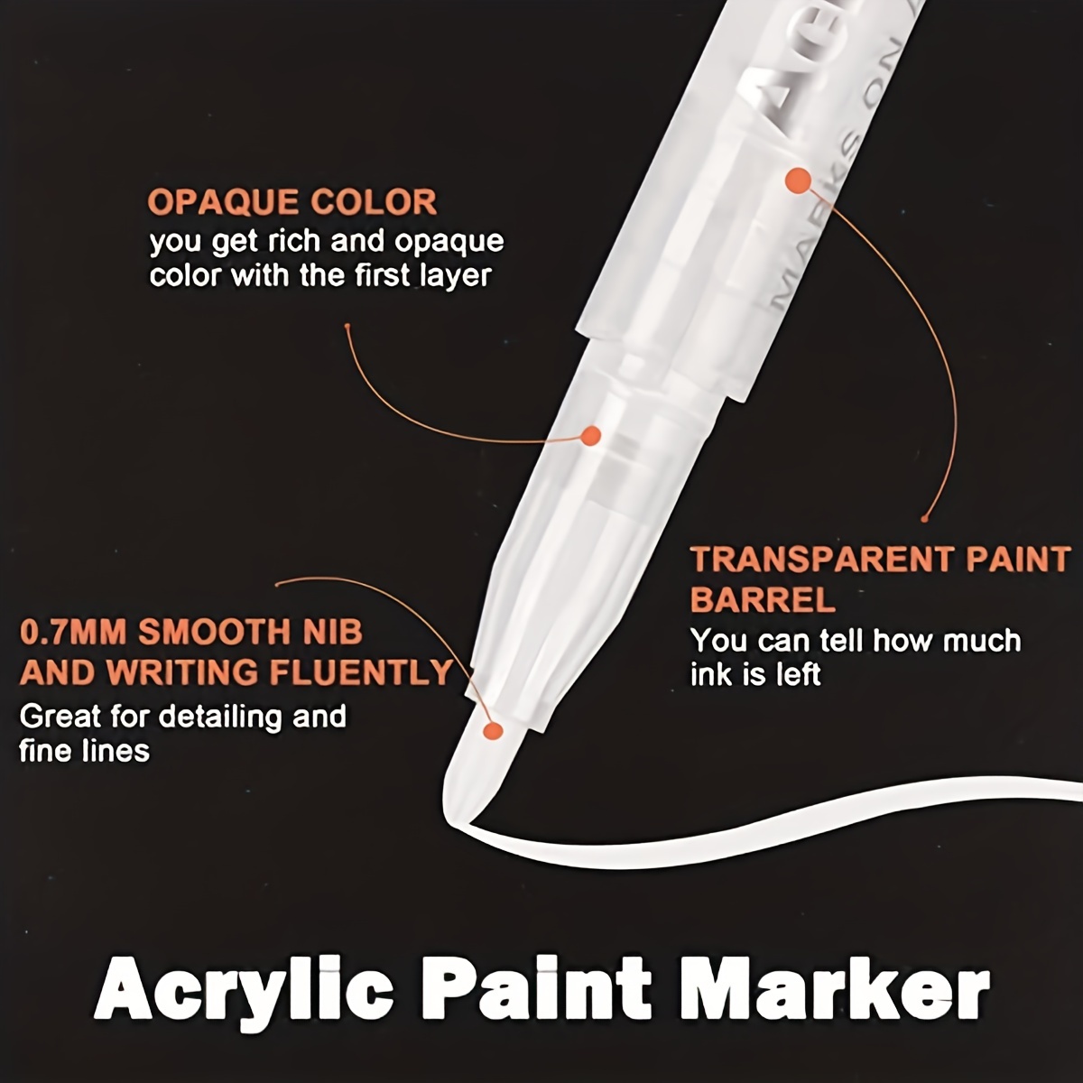  White Paint Pen,4 Pack 0.7mm Acrylic White Permanent