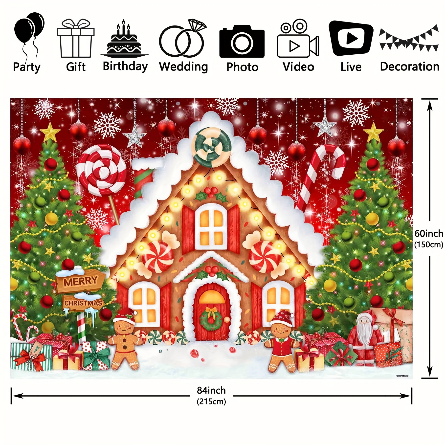 Christmas Gingerbread House Polyester Photography Backdrop - Temu