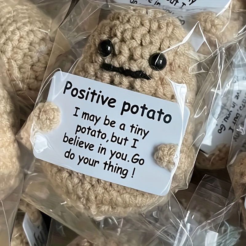 Gkuzus Positive Eggplant Mini Potato Doll Funny Wool Gifts Knitted Creative  Cute Toy with Positive Card Good Luck Encouragement for Birthday Holiday