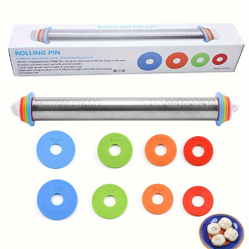 Rolling Pin And Silicone Baking Pastry Mat Set Stainless - Temu