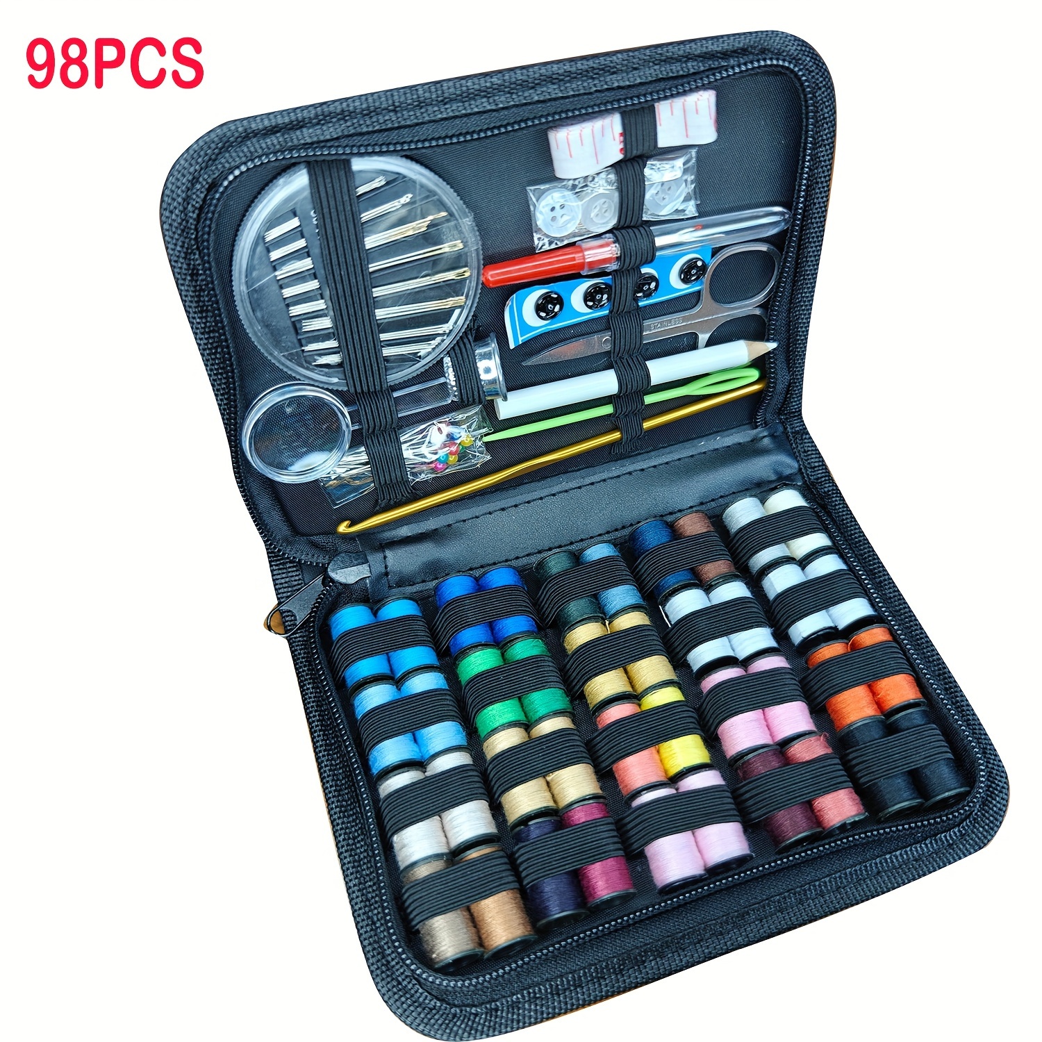 68 98 130pcs Sewing Kit Case Portable Sewing Supplies Home Traveler Adults  Beginner Emergency Contains Thread Scissors Needles Measure Etc - Arts,  Crafts & Sewing - Temu