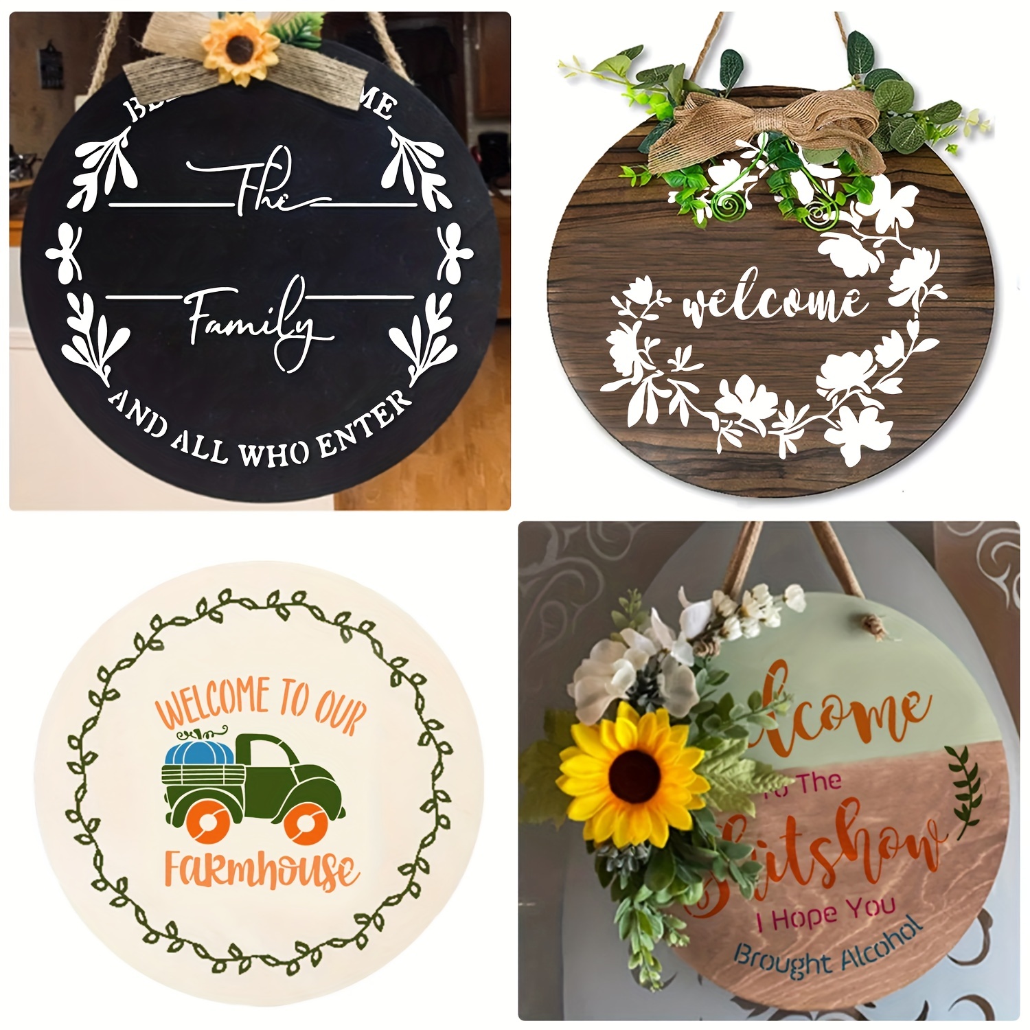 Reusable Stencils For Painting On Wood Round Welcome Letters - Temu