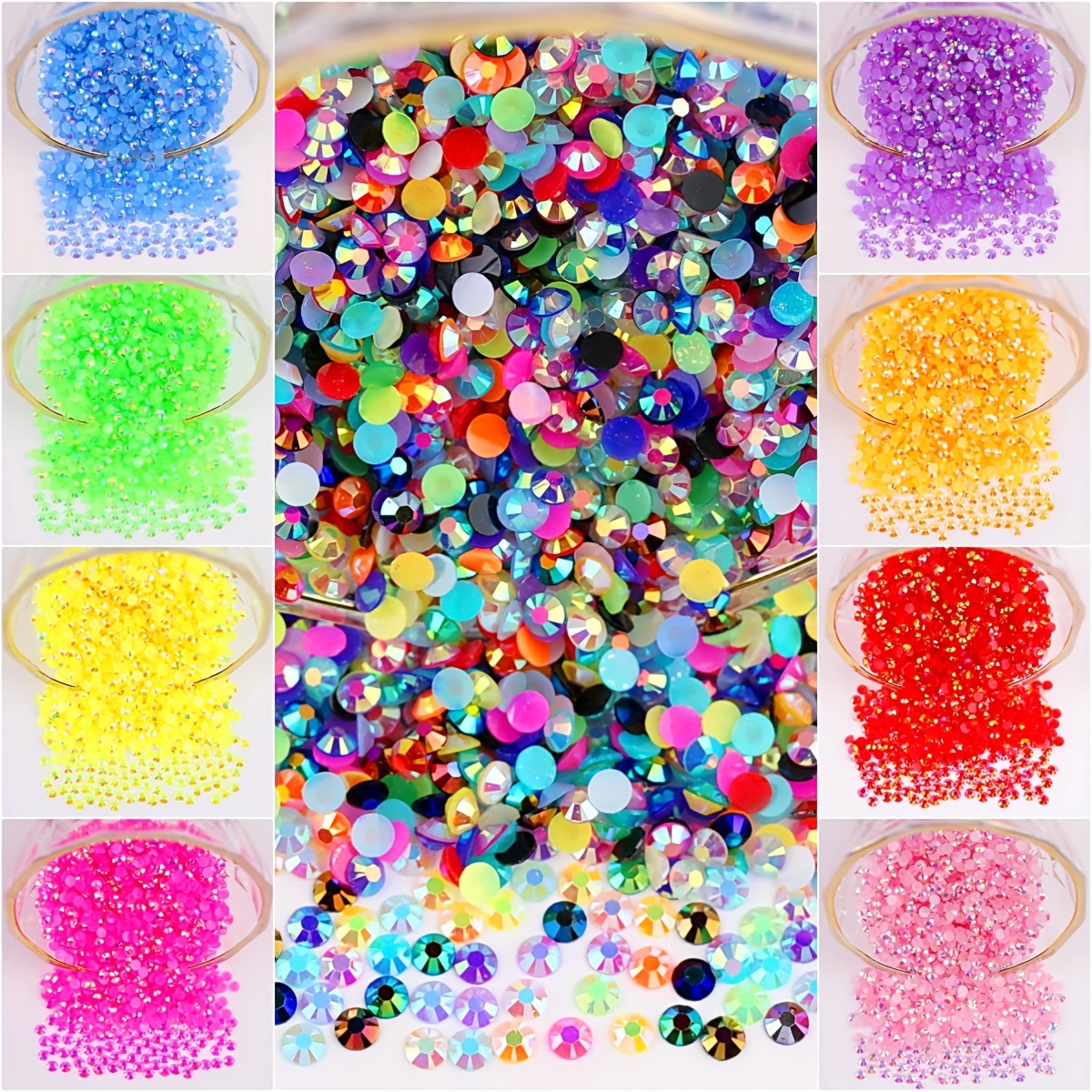 7 Grids Of Multicolor 3mm Resin Flat Back Rhinestones, 3920pcs Colorful  Transparent Ab Flat Back Jelly Resin Rhinestones, Suitable For Diy  Handicrafts, Nail Art, Face Makeup, Cups, Bottles, Cups, Decorations, Loose  Shiny