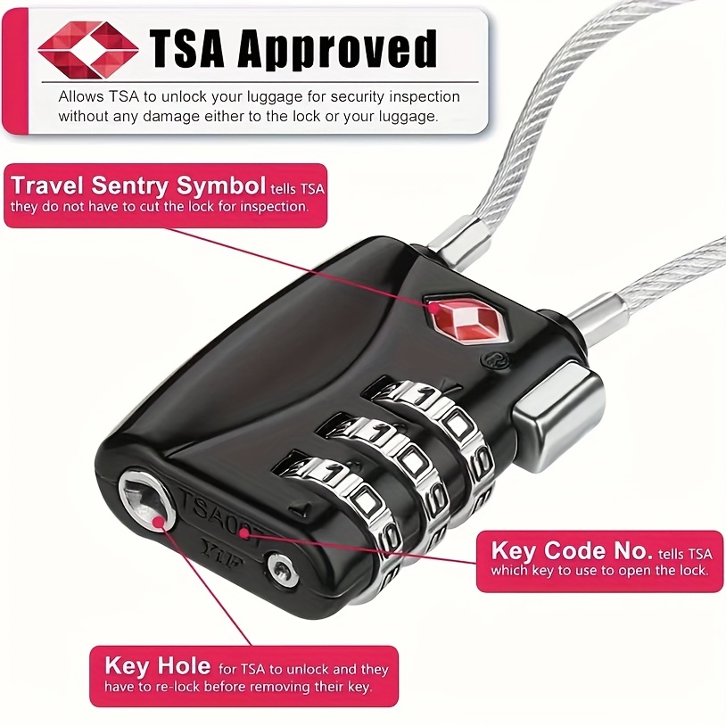 Pack 2 cadenas TSA à code + 1 cadenas TSA à clés offert sur