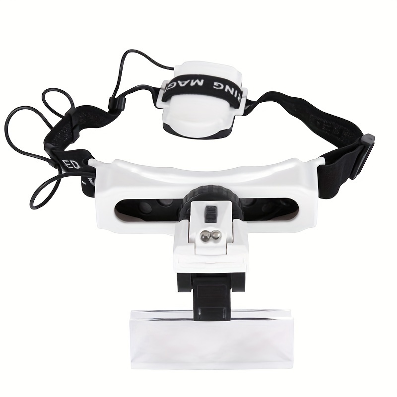 Headband Magnifier, Rechargeable Magnifying Glasses with Light Hands Free  Interchangeable Magnification Lenses 1.5X 2.5X 3.5X 5X for Jewelry, Crafts